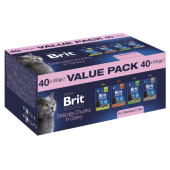 Мокра храна за кастрирани  котки Brit Premium by Nature Delicate Chunks in Gravy – Value Pack 40 x 100 г, 4 вкуса